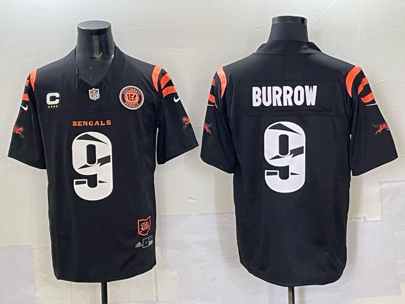 Men 2025 Cincinnati Bengals #9 Burrow Black Throwback Nike Limited NFL Jersey style 04->cincinnati bengals->NFL Jersey